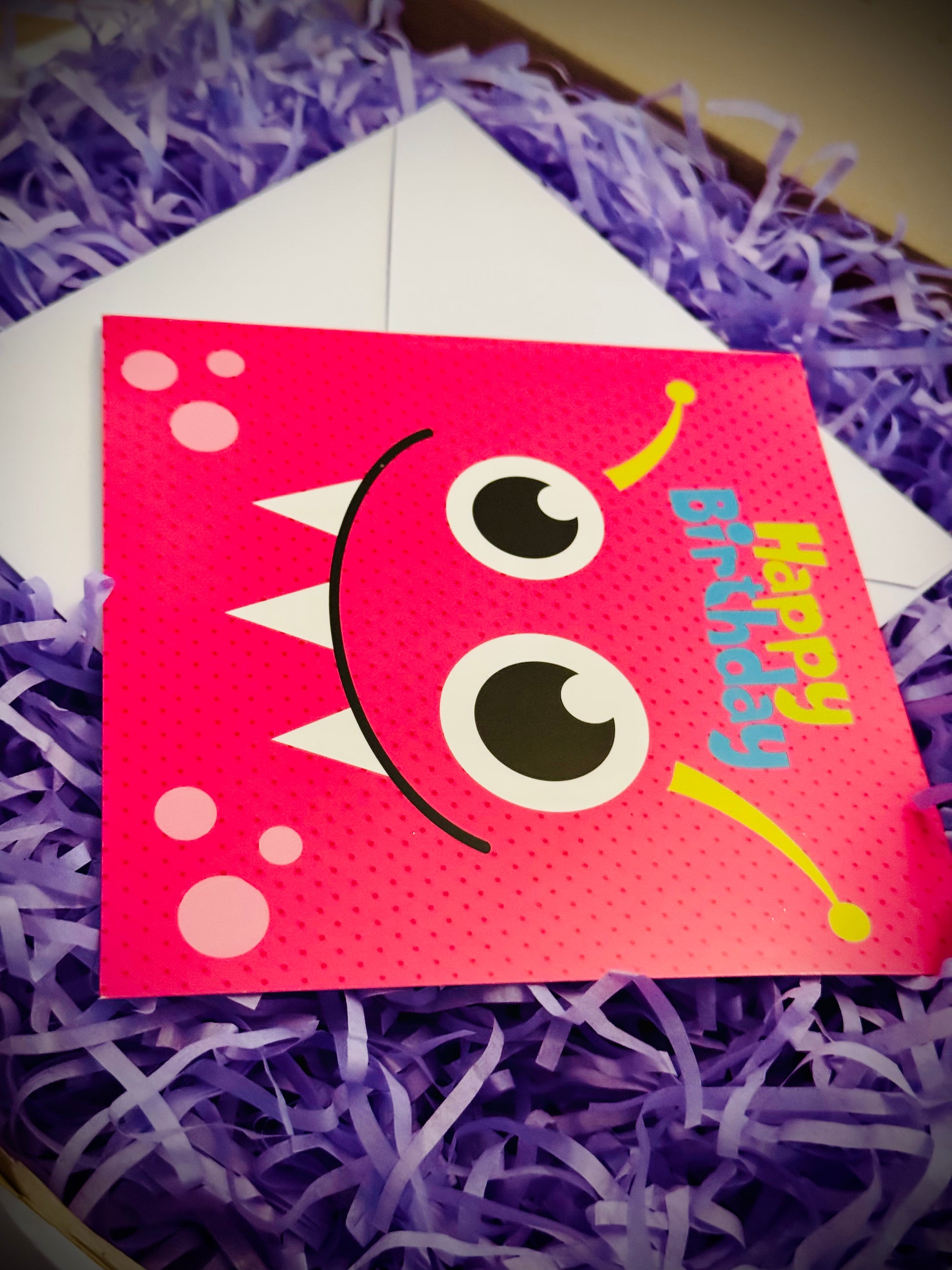 A Vibrant kids handwritten birthday card that comes with every gift