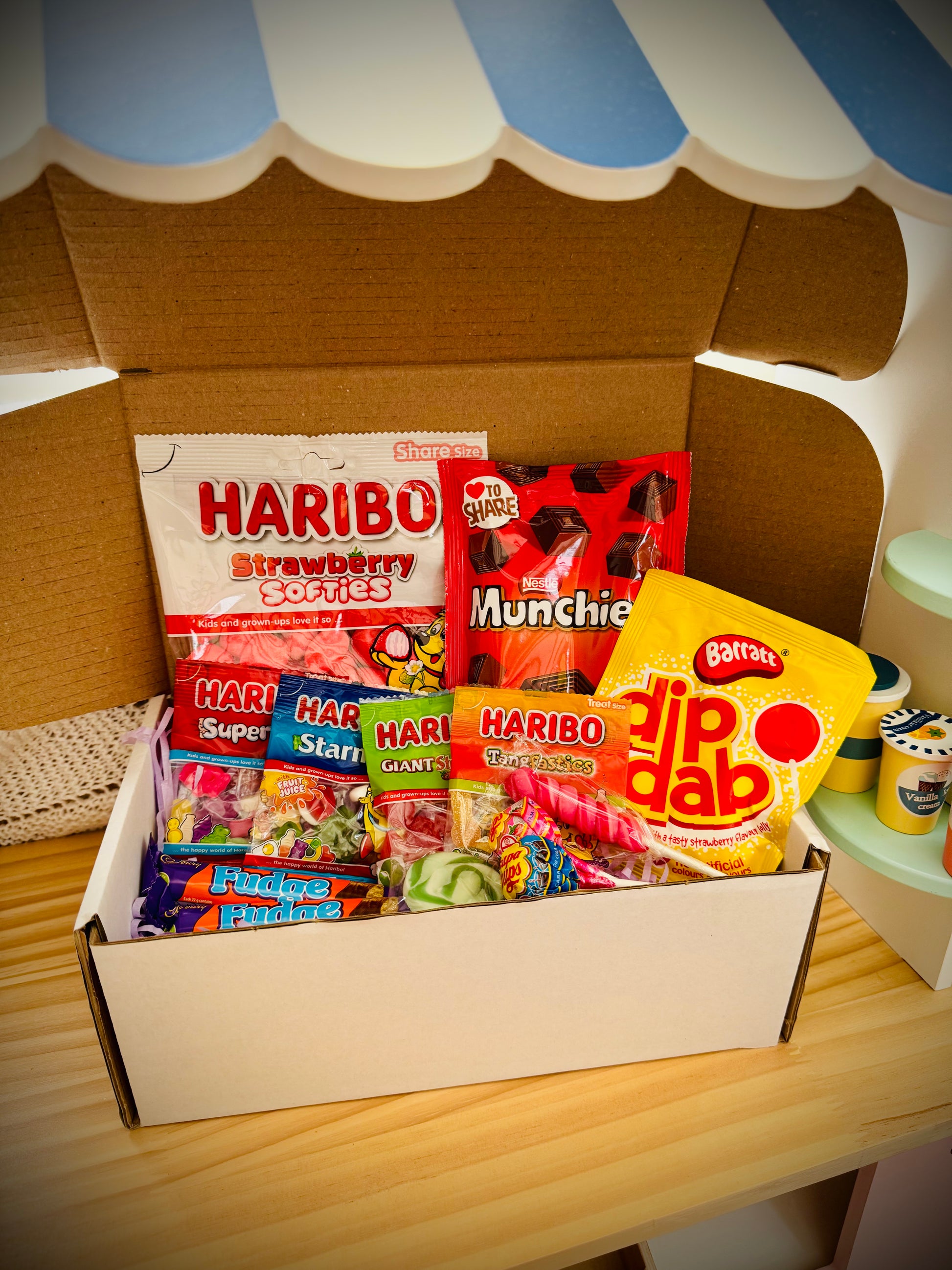 Kids sweeties and chocolates gift box with handwritten card £10