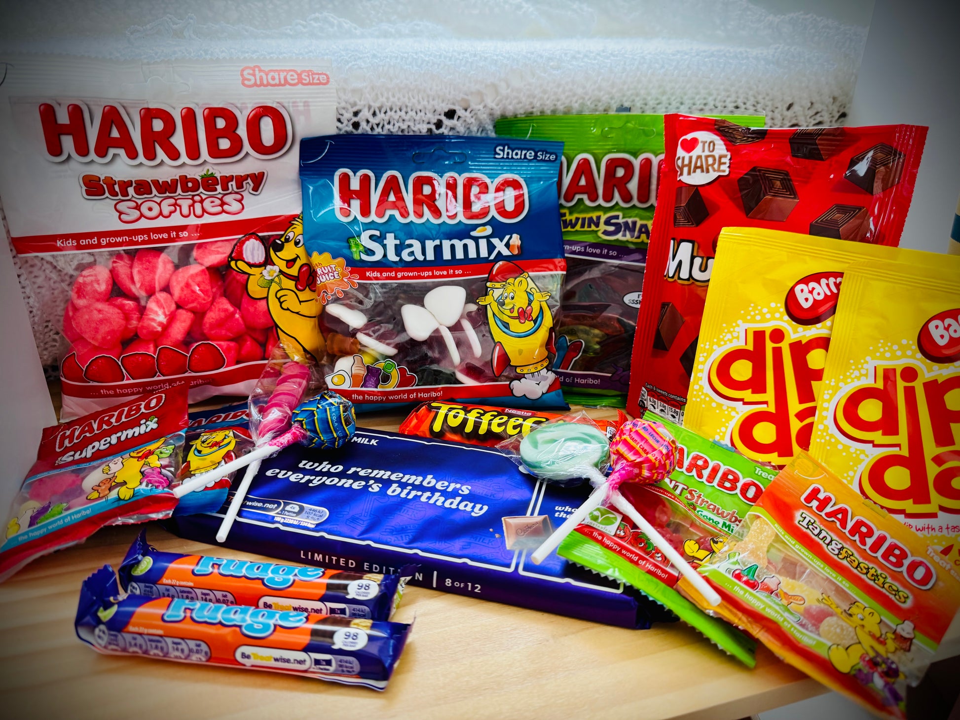 Kids sweeties and chocolates gift box with handwritten card £20