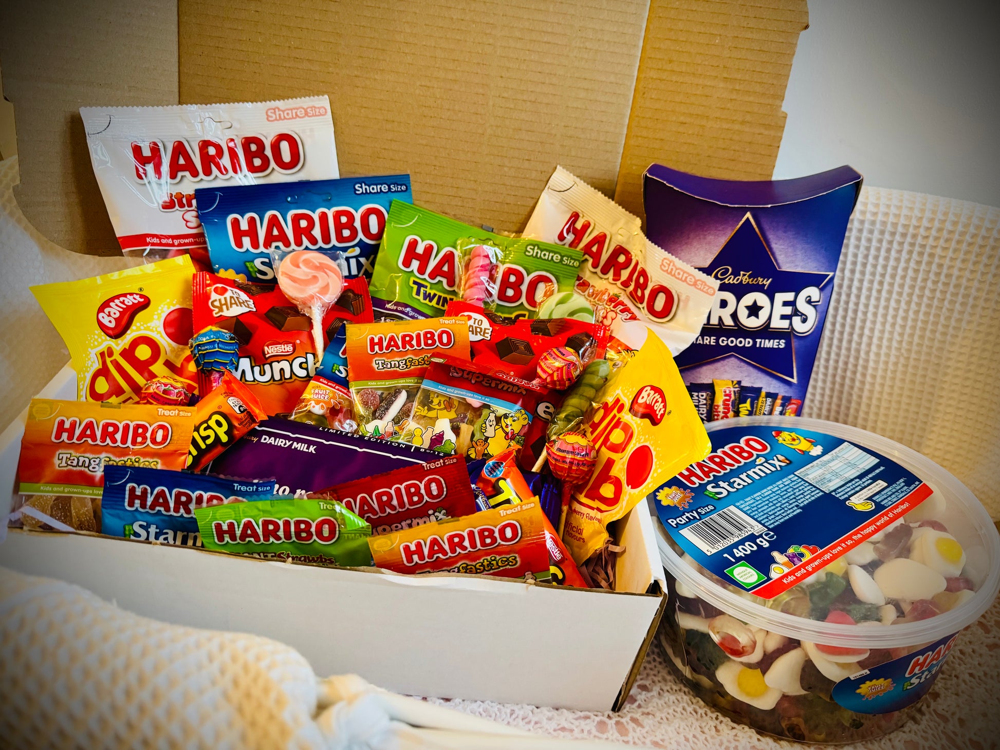 Kids sweeties and chocolates gift box with handwritten card £50