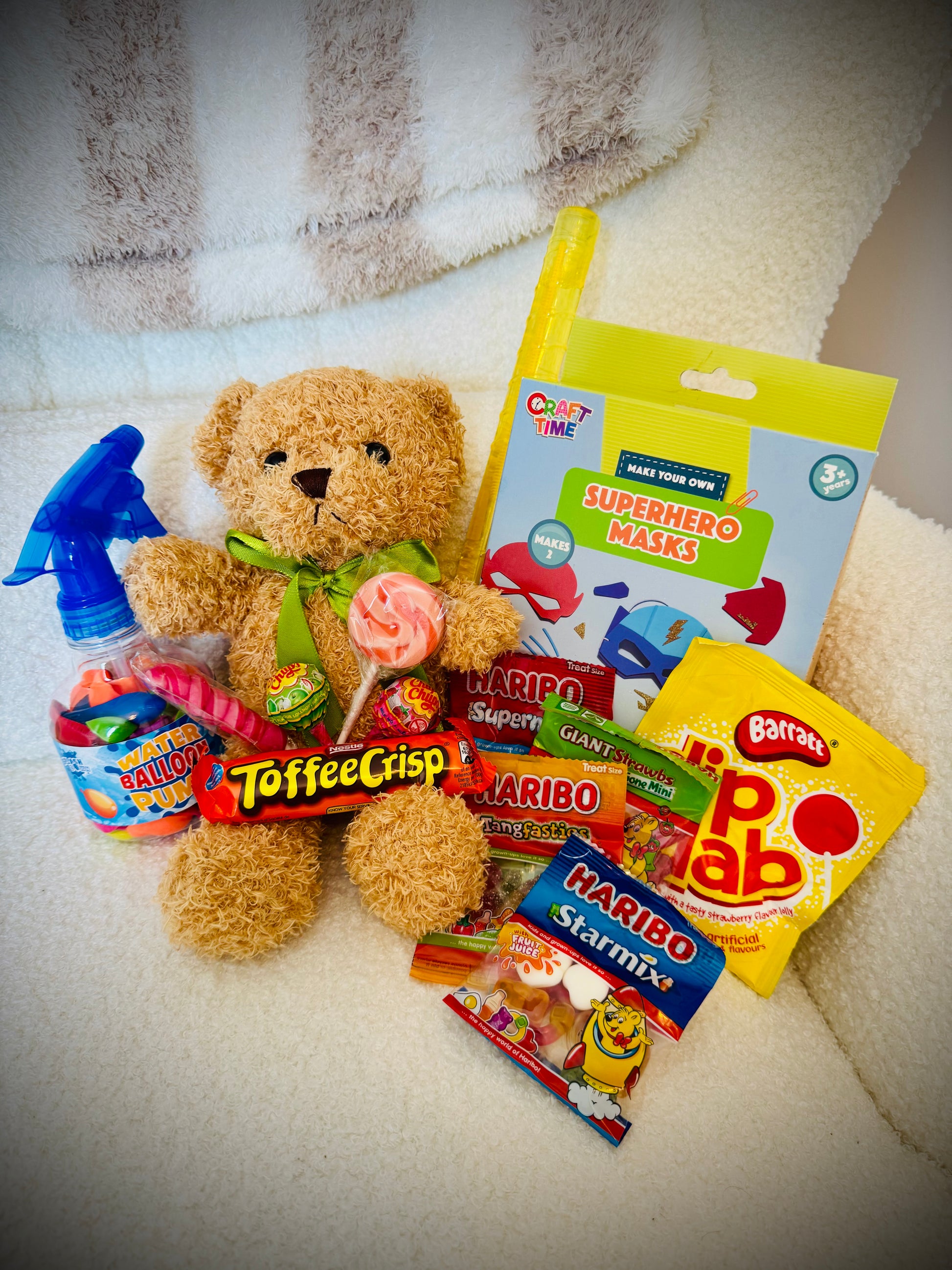 Mixed kids birthday gift box with toys art supplies and chocolates £20