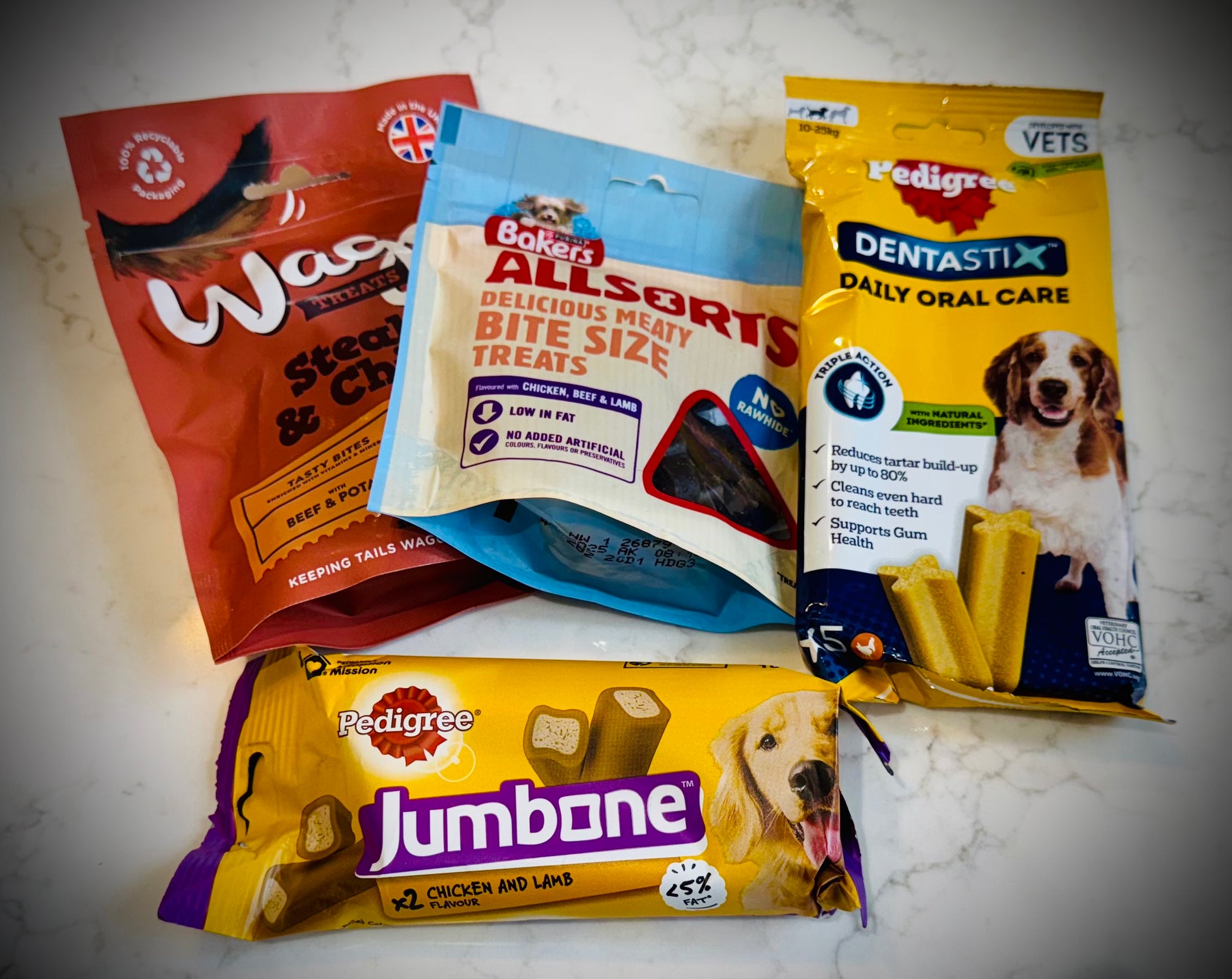 Assorted Dog products including toys and treats birthday gift box with a handwritten card £20