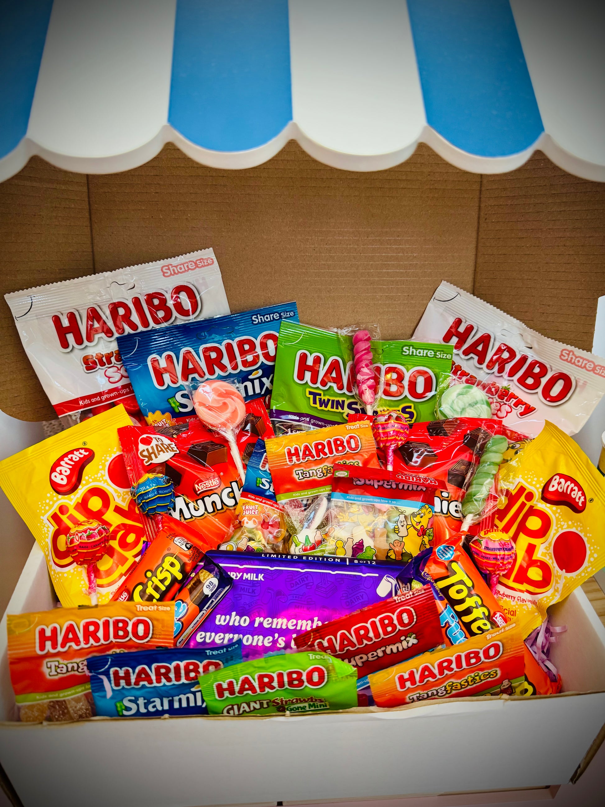 Kids sweeties and chocolates gift box with handwritten card £10